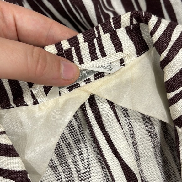 Max Mara One Button Printed Flax Linen Blazer Jacker Brown Size 2 - Picture 11 of 11